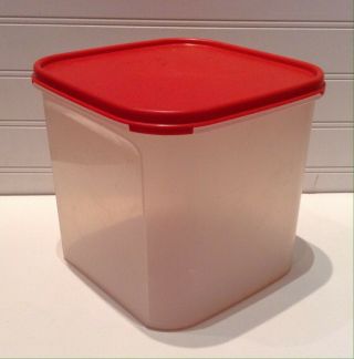Tupperware Modular Mates 1621 - 3 Clear 17 Cup Storage Bin With Red Lid