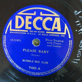 Decca 7423 Bumble Bee Slim Please Baby1936 Blues 78 Rpm Ee - /e