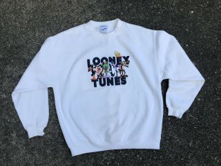 Vintage Looney Tunes Character Embroidered Sweater Warner Bros Studio Store Sz S