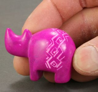 Itty Bitty Soapstone Rhino - Pink - Hand Carved In Kenya - Rhinoceros.