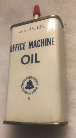 Vintage American Telephone And Telegraph Office Machine Oil Tin Can 4oz.