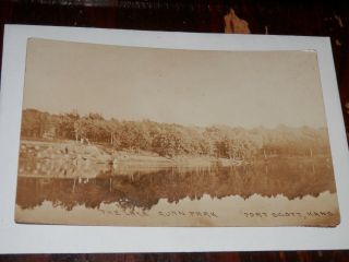 Fort Scott Ks - 1918 Real - Photo Rppc Postcard - The Lake Gunn Park