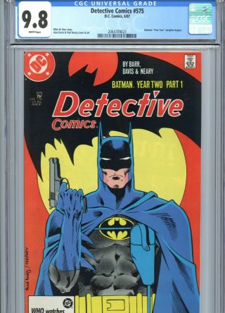 Detective Comics 575 Cgc 9.  8 White Pages Batman Year 2 Part 1 Dc Comics 1987