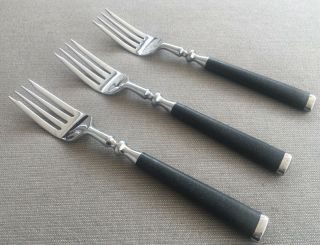 3 Salad Forks Nocturnal International Stainless Is Lyon Japan Black Grey Handle