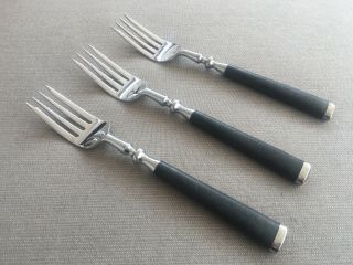 3 Salad Forks Nocturnal International Stainless IS Lyon Japan Black Grey Handle 2