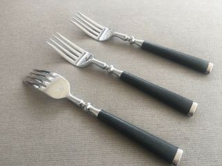 3 Salad Forks Nocturnal International Stainless IS Lyon Japan Black Grey Handle 3