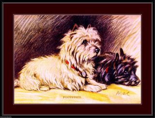 English Picture Print Cairn Terrier Puppy Dog Dogs Puppies Vintage Poster Art