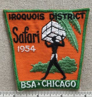 Vintage 1954 Iroquois District Boy Scout Safari Patch Bsa Chicago Illinois Camp