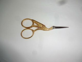 Vintage Scovill Dritz Stork Embroidery Scissors No.  7402 In Case Made Italy