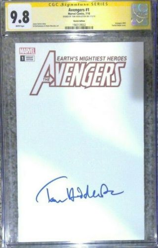 Avengers 1 Blank Cover Variant_cgc 9.  8 Ss_signed By Tom Hiddleston (loki)