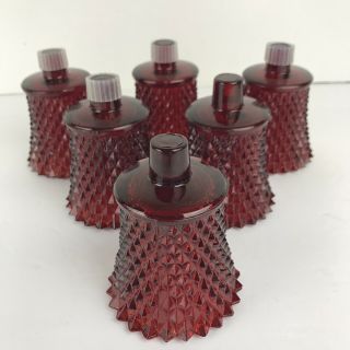Vintage Homco Ruby Red Glass Votive Cup Candle Holder Diamond Design Set Of 6