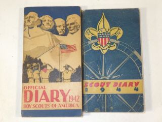 Bsa Boy Scout Of America 1942 & 1944 Official Diaries In