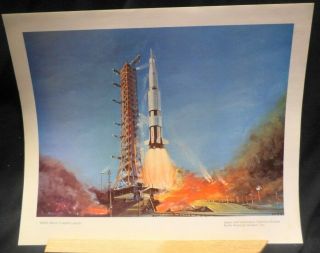 Nasa Saturn V Apollo Spacecraft Rocket Launch Pad North American Aviation Poster