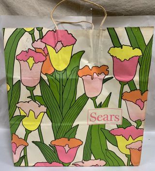 Vintage Sears Roebuck Spring Flowers Department Store Paper Shopping Bag (a4)