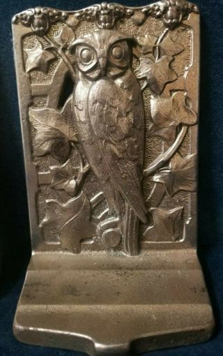 Art Deco Aesthetic Cast Iron Owl Bookends Signed & Numbered Bradley Hubbard?