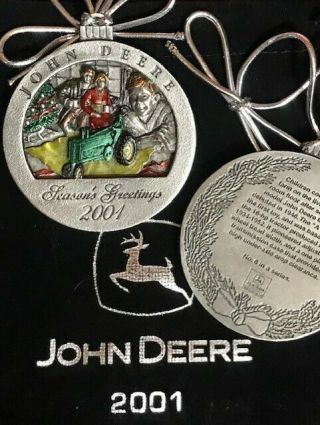 2001 John Deere Pewter Christmas Ornament Nib With Black Bag No 7 Series