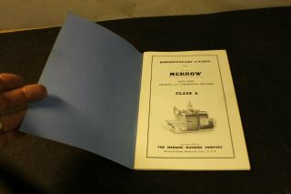 Vintage Merrow Sewing Machine Company List Of Parts Book High Speed Class A 2