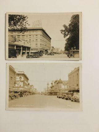 Postcards,  Modesto Ca,  Circa 1930s,  2 Cards Of City Scenes 10th Street,  Unposted