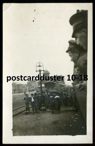 2248 - Truro Nova Scotia 1910s Train Station.  Military.  Soldiers Real Photo Pc