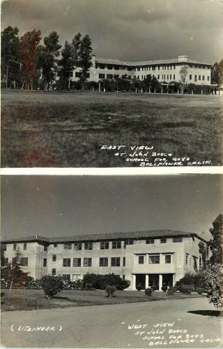 1940s Rppc 2 Views Of St.  John Bosco Catholic Boys High School Bellflower Ca