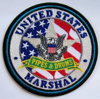 Htf Rare Defunct Us Marshal Pipe And Drums Patch