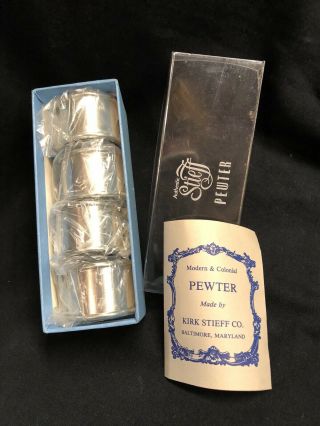 Vintage Authentic Stieff Pewter Napkin Rings,  Set Of 4,