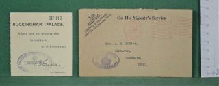 Vintage 1945 Ticket To Investiture At Buckingham Palace 1945 In Envelope (r300)