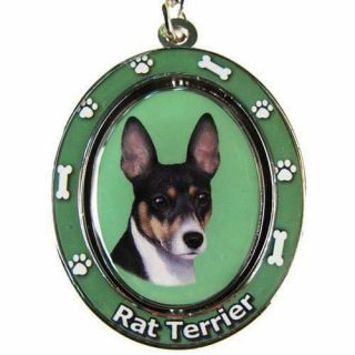 Rat Terrier " Spinning " Key Chain -