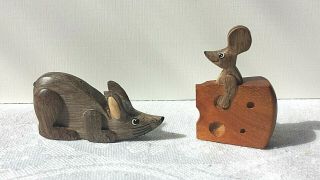 Custom - Made Wood Mice Drawer Knobs Pulls Mid - Century Modern Mouse Cheese Crafted