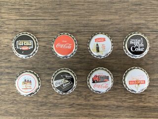 Rare 8 X Coca Cola Bottle Caps Magnets Collectible