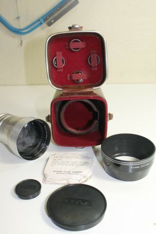 Vintage Kodak Schneider Kreuznach Retina Xenar F:4.  8/200 Mm Lens With Case,  Cover