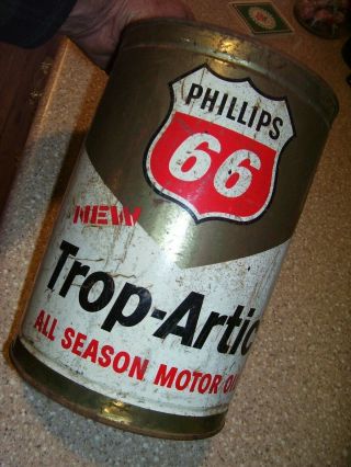 Vintage Phillips 66 Trop Artic Motor Oil Can,  5 Quart Size Can,  Bartlesville,  Ok