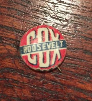 1920 Tiny Cox Roosevelt Political Pinback/button W/red Background—lynch