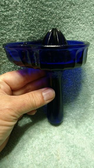 Cobalt Blue Reamer Juicer Hand Held Glass Duboe Usa Kitchen Barware