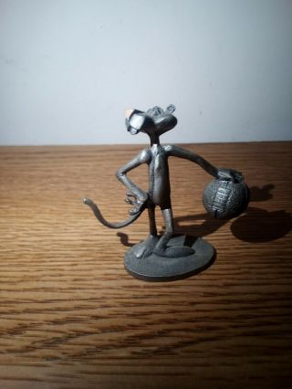 Vtg 1982 Spoontiques Pink Panther Basketball Pewter Figurine