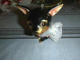 Large Glass Chihuahuai Dog Christmas Ornament