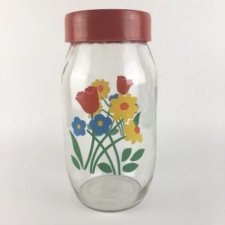 Vintage Carlton Glass 2 Liter Flower Jar Kitchen Storage Canister