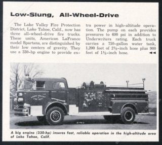1961 American Lafrance Fire Engine Lake Valley Tahoe California Photo Article