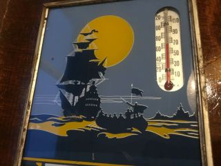 Vintage advertising thermometer picture,  tall ship,  Weiner’s Clothes Shop,  Hartford 3