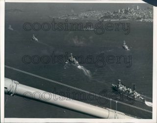 1937 View Of San Francisco & Ships From Golden Gate Bridge 1930s Press Photo