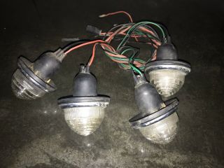 4 Austin Healey Triumph Mga Vintage Beehive Clear Glass Fitting Wiring W/boot.