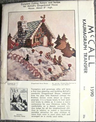 Vintage 1950 Mccall Gingerbread House Pattern 8 " High