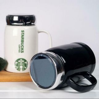 17oz Starbucks Ceramic Coffee Mug With Lid Water Cup 500ml Gift White Or Black