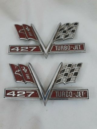 Vintage Chevy 427 Turbo Jet Fender Badges