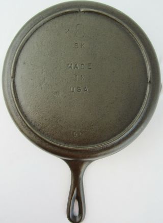 Vintage 8 Sk Cast Iron Skillet Frying Pan W/ Heat Ring