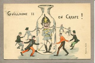 Postcard Wwi Propaganda Guillaume Ii Carafe German Kaiser Wilhelm Ii 1914 1152d