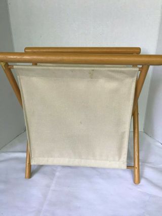 Vintage Folding Knitting/sewing Basket Wooden Frame - Pocket Inside