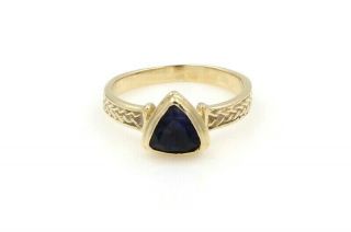 Vintage 14k Yellow Gold And 0.  75 Ct Trillion Cut Violet Iolite Ring 781b - 10