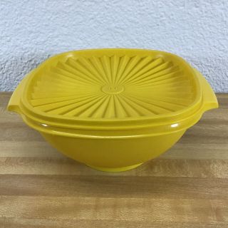Tupperware Classic Yellow Servalier Bowl 8 Cup Container 836 - 3 With Lid Vintage