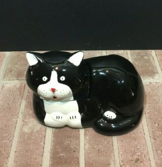 Cat Cookie Jar Black And White Kitty Cat